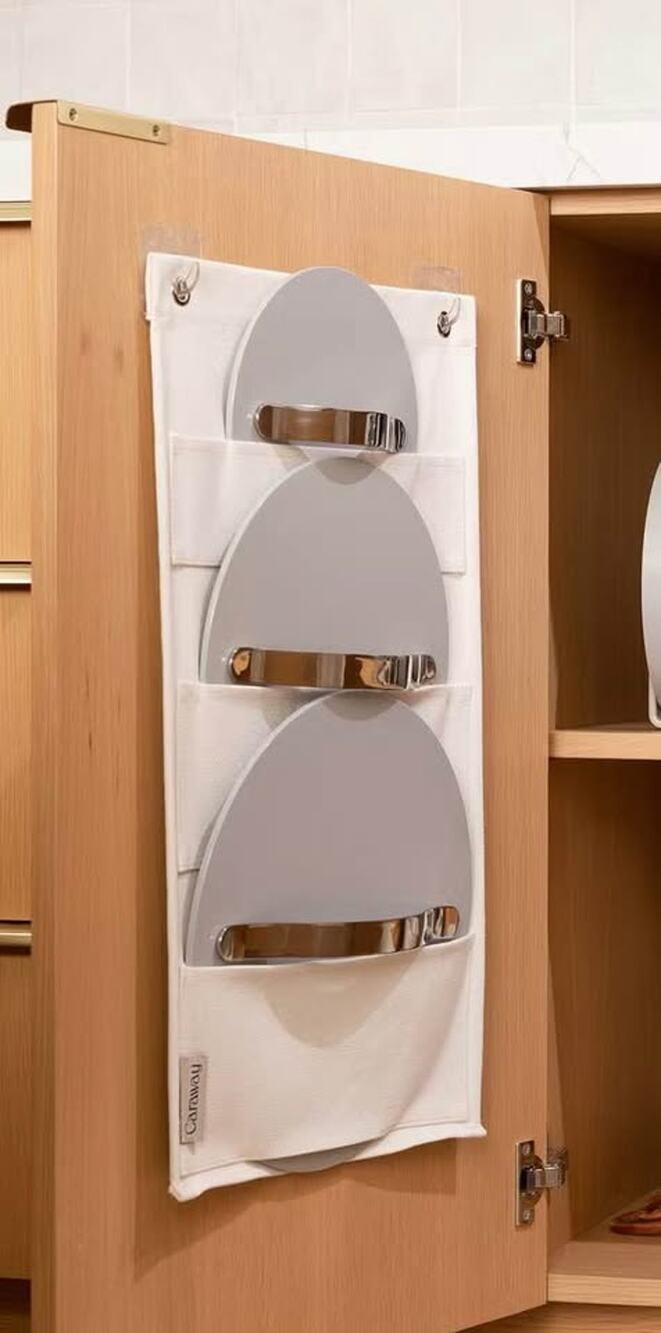 Caraway Hanging Cabinet Canvas Pot Pan Lid Holder